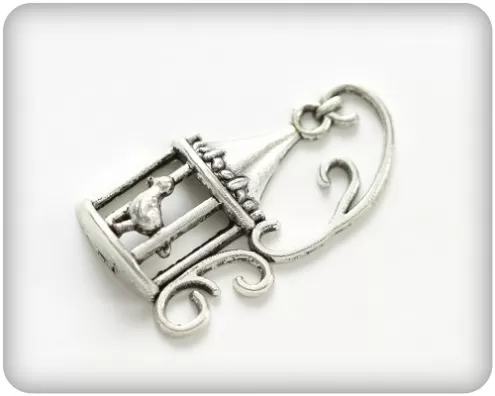 Метално украшение CAGE WITH THE BIRD silver