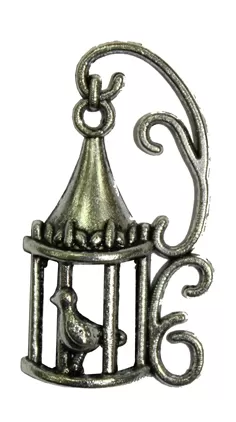 Метално украшение CAGE WITH THE BIRD silver