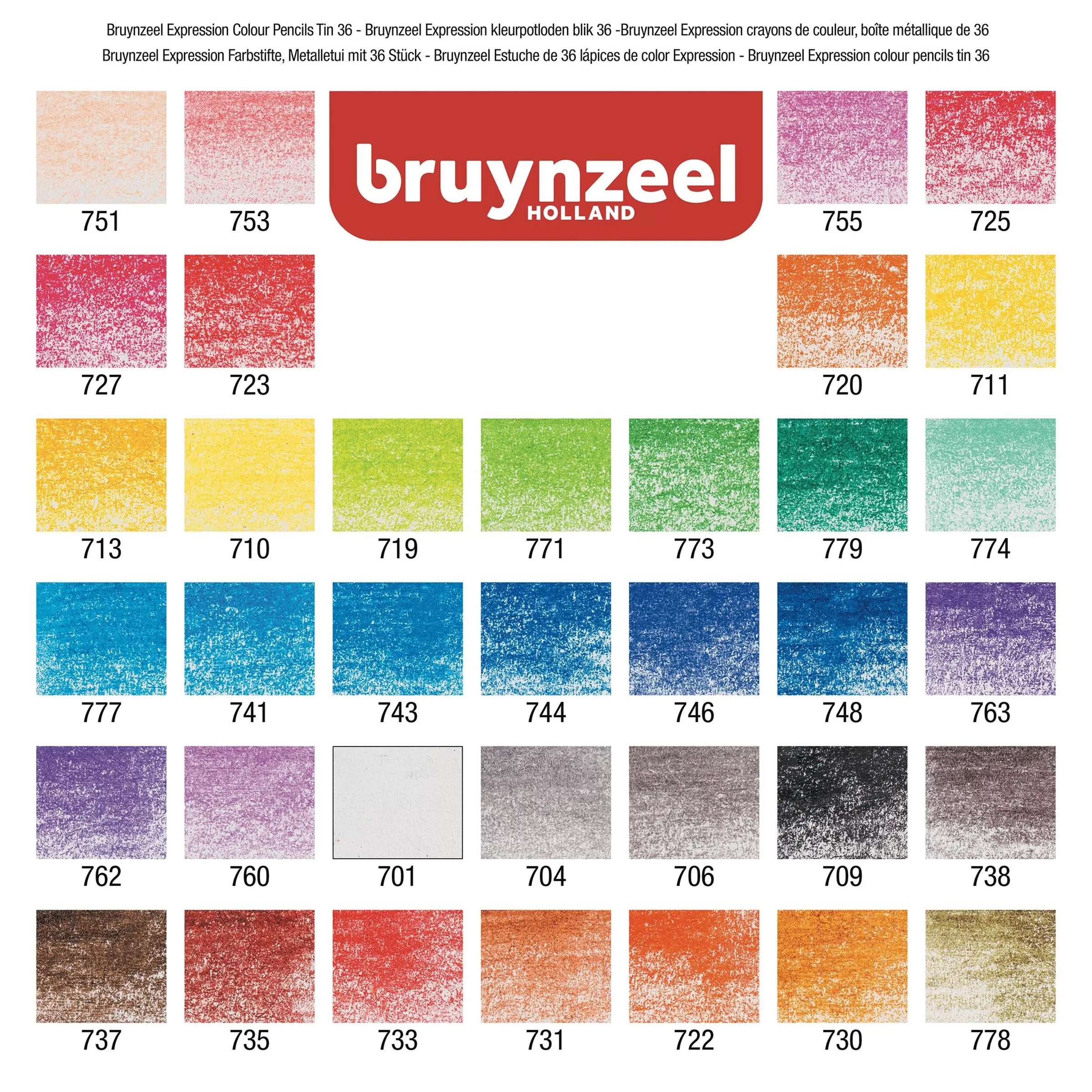 Комплект цветни моливи, Bruynzeel Expression, 36 цвята в метална кутия
