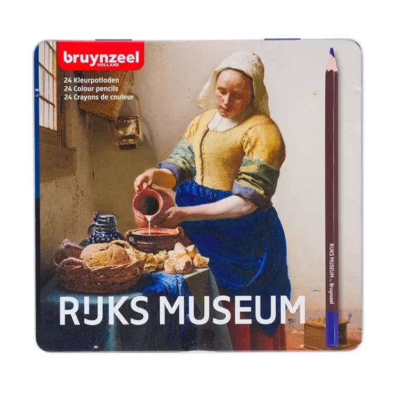 Комплект цветни моливи, Bruynzeel Rijksmuseum, J.Vermeer, 24 цвята в метална кутия - Royal Talens