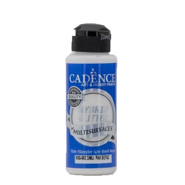 Акрилна боя Hybrid GLITTER, 120 мл, (брокатена, искряща), pure white - Cadence