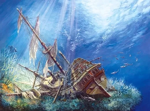 Пъзел 2000 части - Sunk Galleon - Castorland