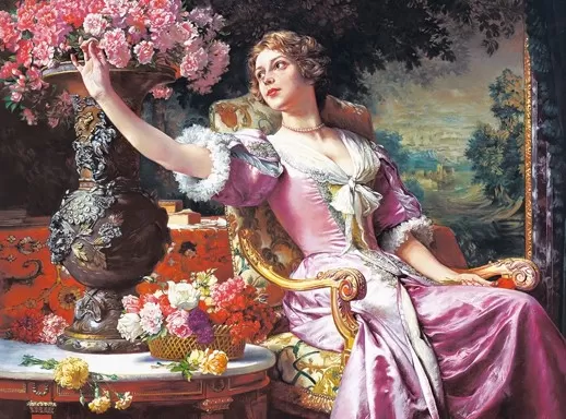 Пъзел 3000 части - Lady in Purple Dress, by Wladyslaw Czachórski - Castorland