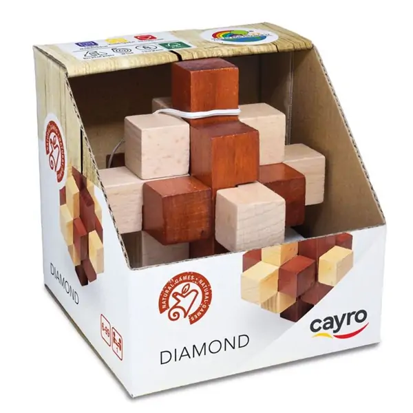 Настолна логическа игра Дървен пъзел-главоблъсканица, ДИАМАНТ - Cayro