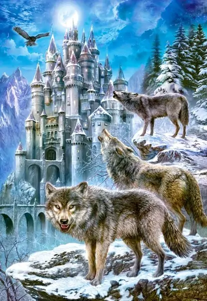 Пъзел 1500 части - Wolves and Castle - Castorland