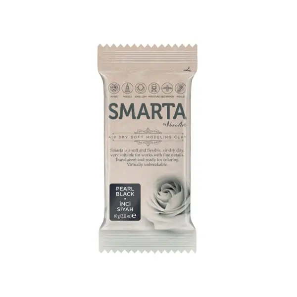 Самосъхнеща полимерна глина, Smarta metallic, pearl black, 60 гр. - Nure Art