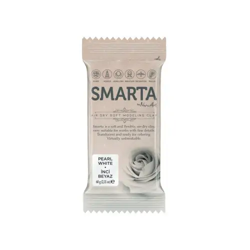 Самосъхнеща полимерна глина, Smarta metallic, pearl white, 60 гр. - Nure Art