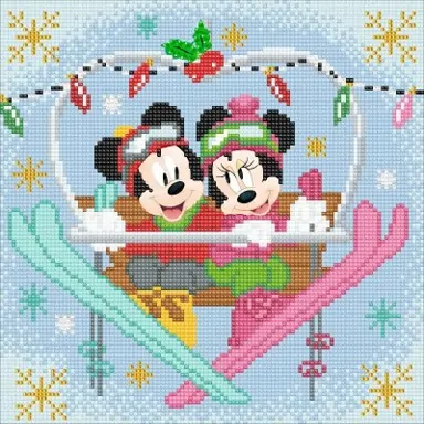 Творчески комплект, Диамантено изкуство, Мини и Мики Маус - Зима, 30x30 см - Craft Buddy