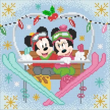 Творчески комплект, Диамантено изкуство, Мини и Мики Маус - Зима, 30x30 см - Craft Buddy