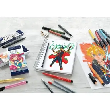 Комплект маркер-четка  Shonen Manga 6 цвята - Faber Castell