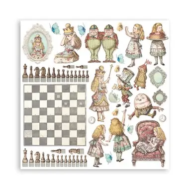 Дизайнерско блокче (10 двулицеви листа, 30.5 х 30.5 см) Alice - Stamperia
