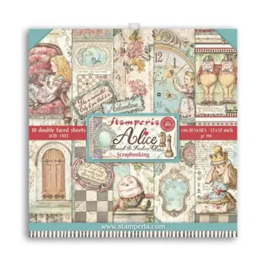 Дизайнерско блокче (10 двулицеви листа, 30.5 х 30.5 см) Alice - Stamperia