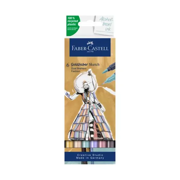 Kомплект Sketch маркери алкохолна основа, Goldfaber, 6 цвята, Fashion - Faber Castell