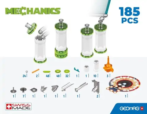 Конструктор магнитен - Mechanics 779, 185 части - Geomag