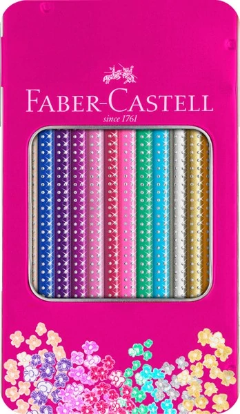 Комплект цветни моливи, блещукащи, 12 цвята, Sparkle - Faber Castell