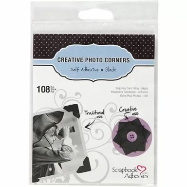 Комплект ъгълчета за снимки черни (10 mm, 108 бр.)