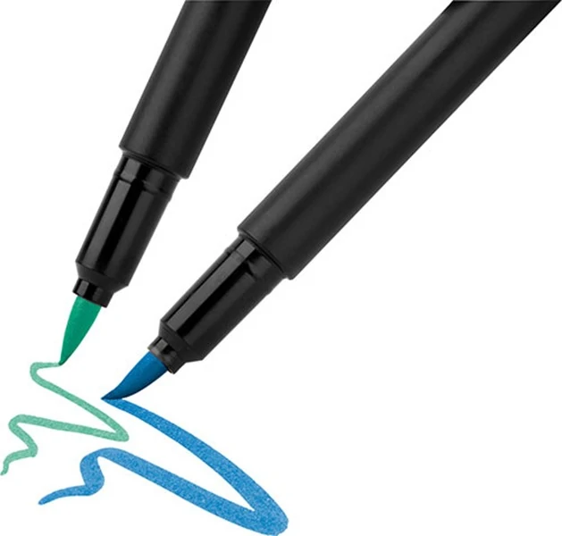Комплект маркер четка, Black Edition, Pastel, 6 цвята - Faber Castell