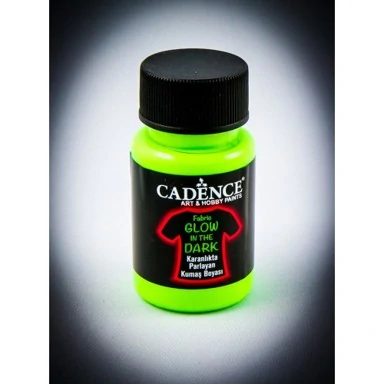 Флуоресцентна боя за текстил светеща в тъмното, Glow in the dark, 50 мл, т.зелена - Cadence