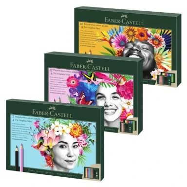 Комплект цветни моливи Polychromos и моливи Pitt Graphite Matt, 50 части, в подаръчна кутия - Faber Castell
