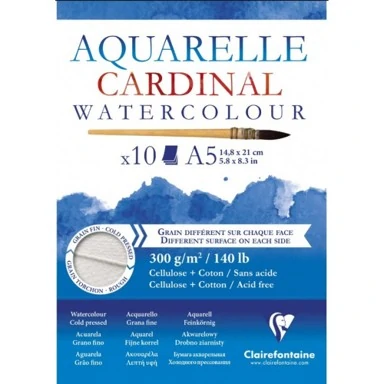 Скицник акварелен Aquarelle Cardinal (300 g, 14,8 х 21 см, 10 листа, А5)- Clairefontaine