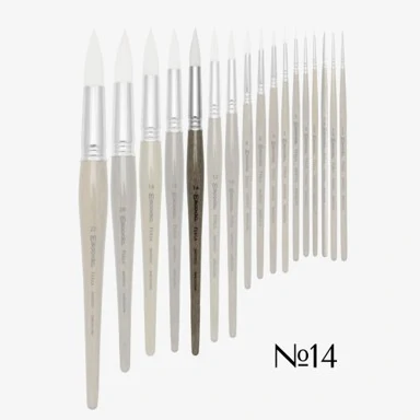 Четка кръгла, къса лакирана дръжка, бяла синтетика, No 14, Perla 1430 - ESCODA