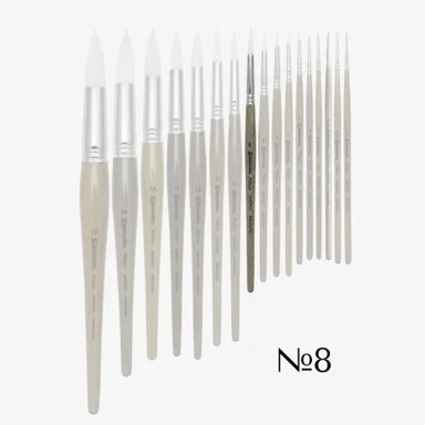 Четка кръгла, къса лакирана дръжка, бяла синтетика, No 8, Perla 1430 - ESCODA