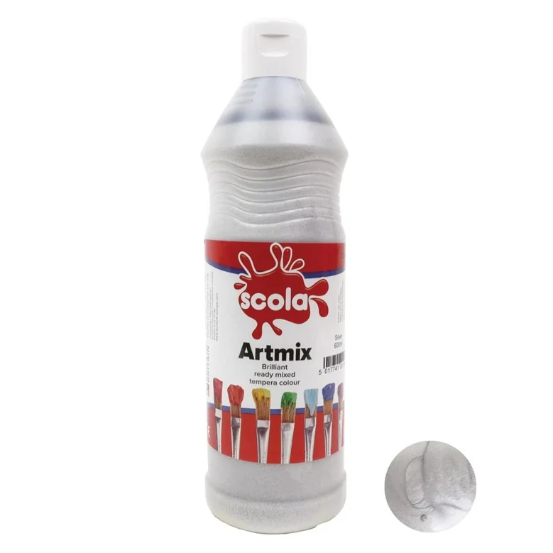 Темперна боя (гваш) Scola ARTMIX READY MIX, 600 мл, сребърна - Daler Rowney