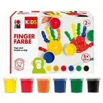 Комплект плътни бои за рисуване с пръсти Fingerfarbe 6 цвята х 35мл. - Marabu