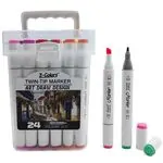 Комплект алкохолни маркери, двувърхи, 24 цв. - Z-Colors